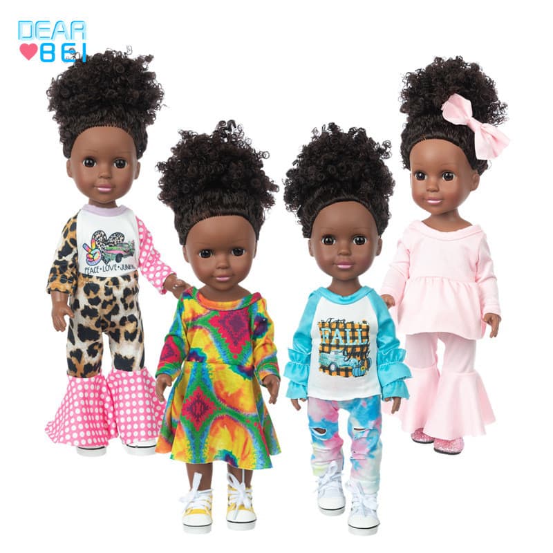 Novo estilo 47cm boneca de vinil áfrica renascimento boneca brinquedos infantis simulação boneca vestir-se boneca
