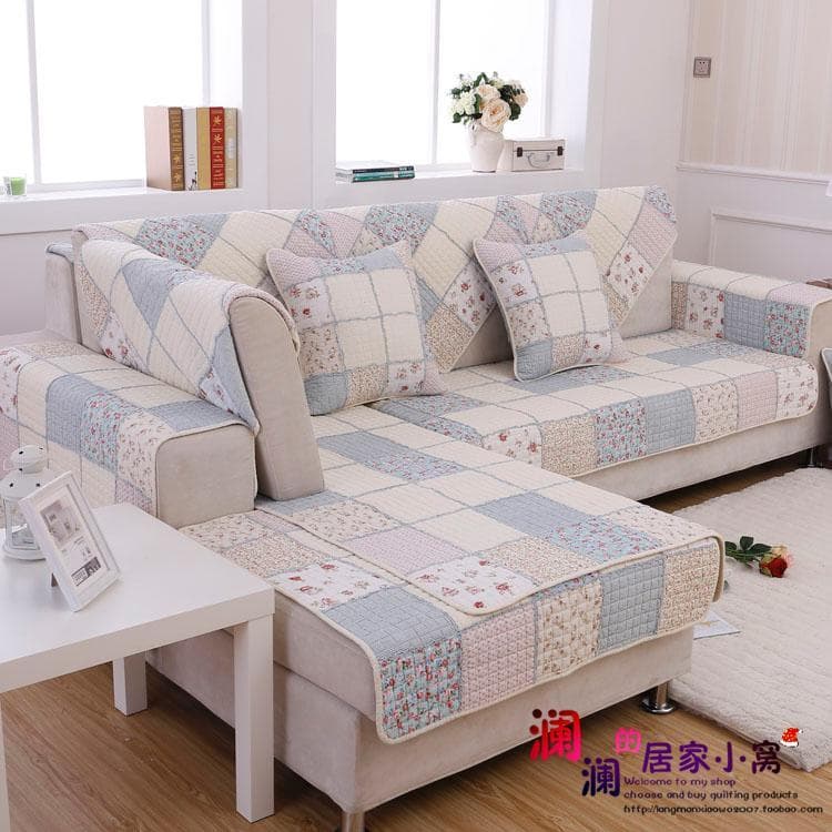 Rosa azul fresco Pastoral retalhos tecido de algodão sofá almofada antiderrapante simples moderno quatro estações almofa