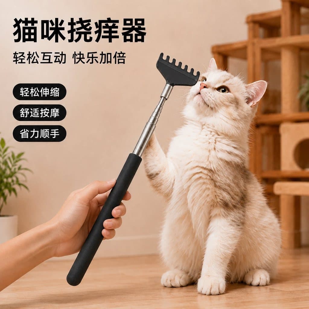 Pet coçar haste longa provocando gato vara retrátil massagem pente não machuca a pele unhas do cabelo ancinho coçar brin