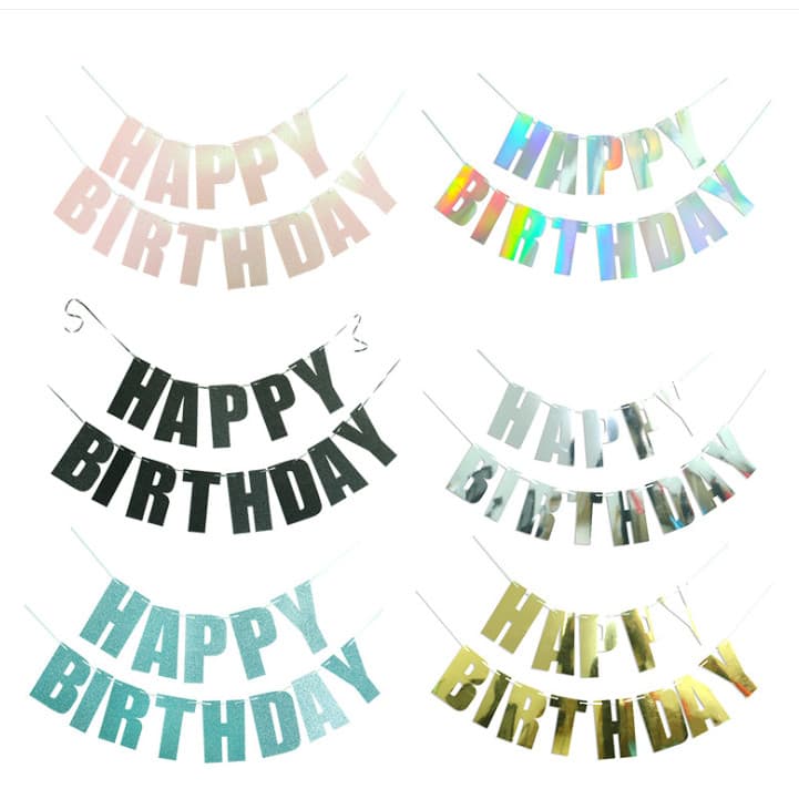 Carta maiúscula aniversário puxar bandeira banner aniversário pendurado banner feliz aniversário letras em inglês