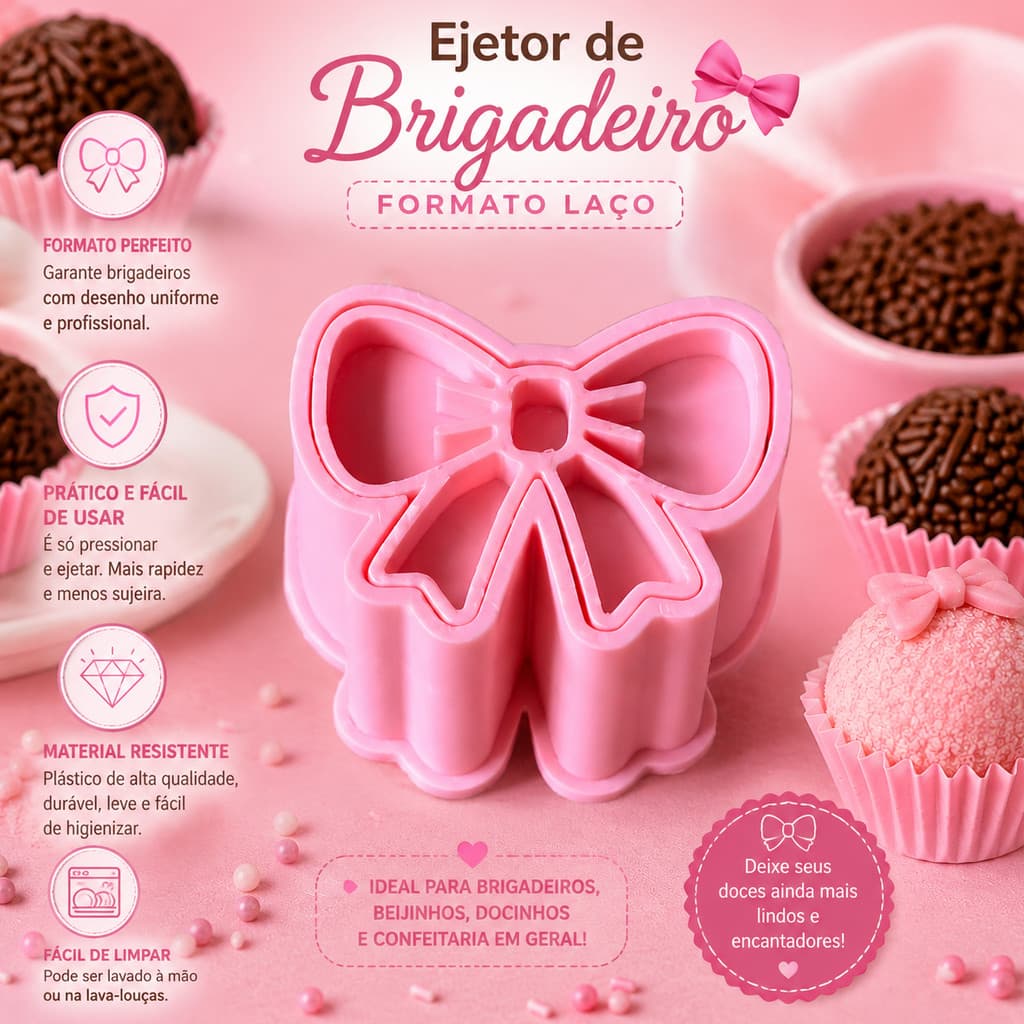 Ejetor de Brigadeiro Formato Laço Modelador Confeitaria