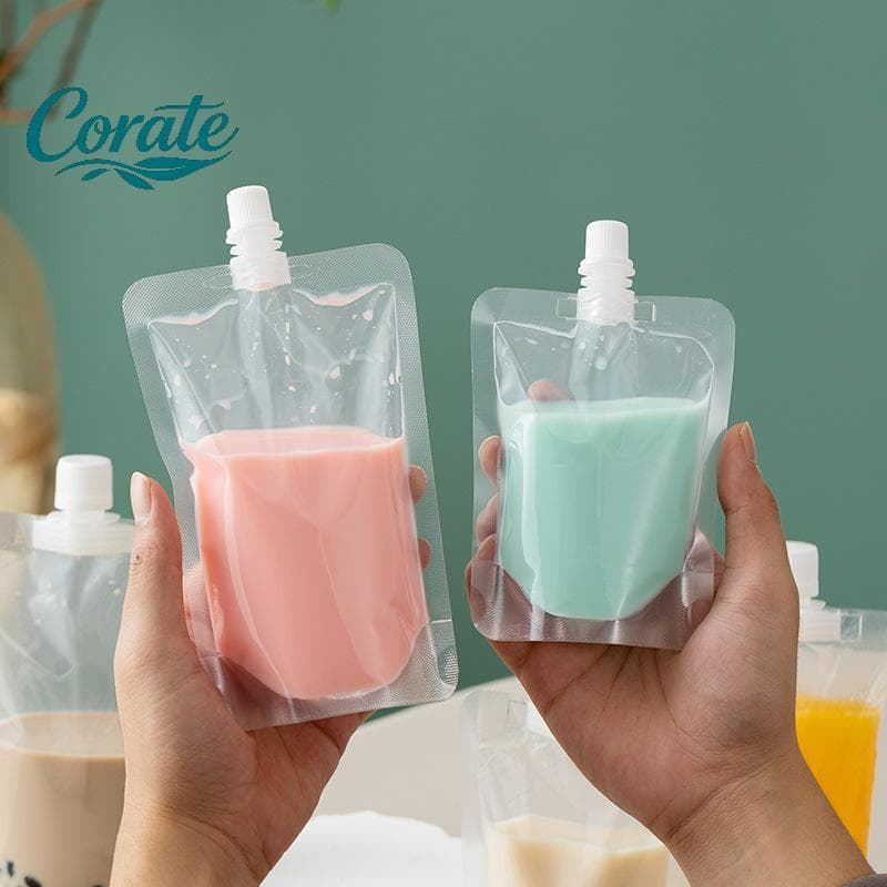 [Corate] 20 Peças Bolsas De Bico Transparente Seguras Para Alimentos , Sacos Portáteis De Plástico Suco , Chá , Piqueniq