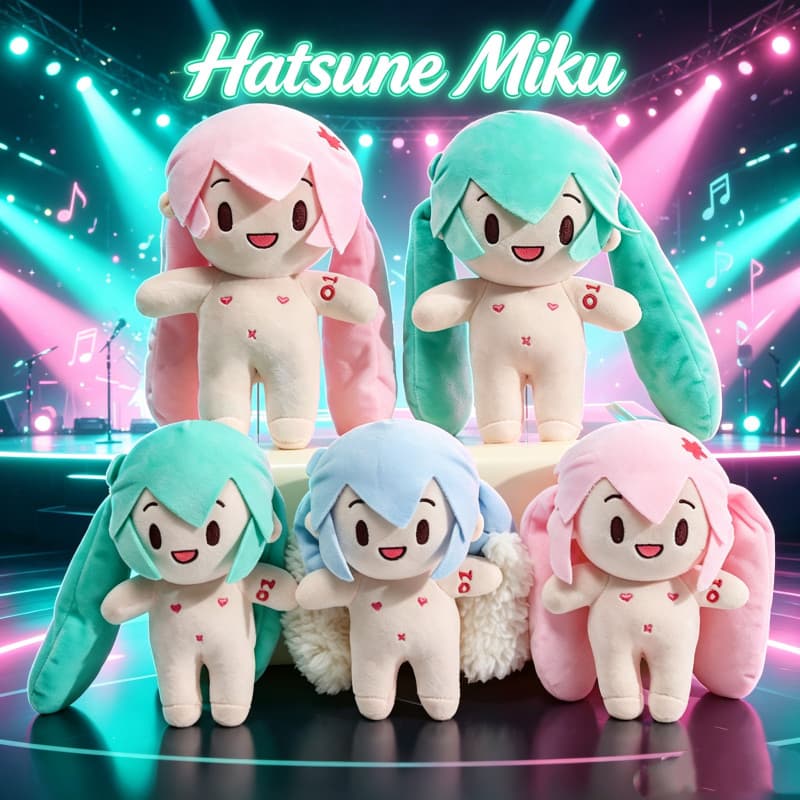 Boneca de Pelúcia Hatsune Miku, Brinquedo de Pelúcia Fofo de Algodão, Figura de Anime de Desenho Animado Macia, Presente