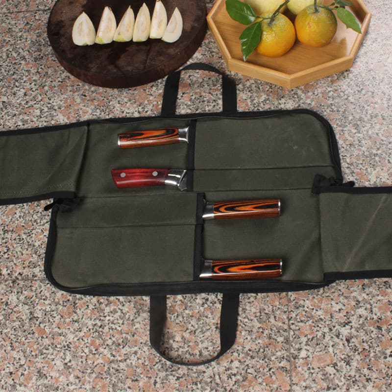Saco de contorno de facas ao ar livre saco de facas de chef depilação facas de lona saco de facas de cozinha resistente