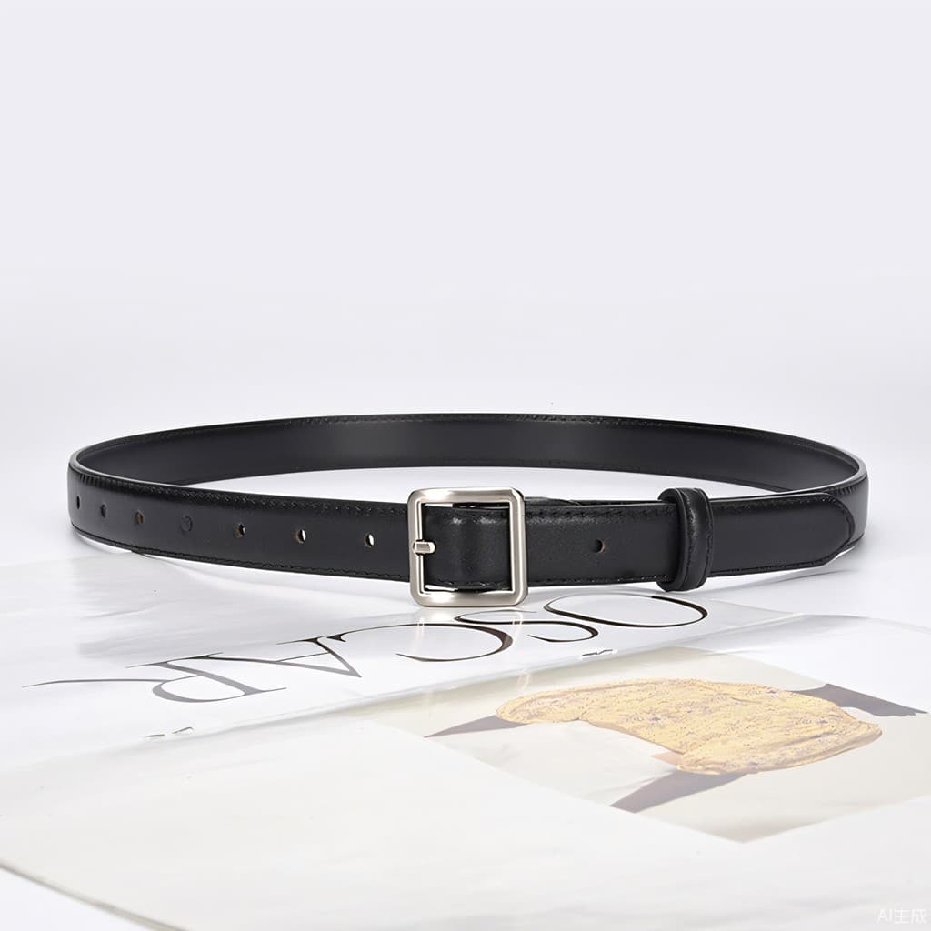 Cinto de fivela retangular feminino couro genuíno simples Jeans decoração High-End cinto de couro All-Match estilo Hong