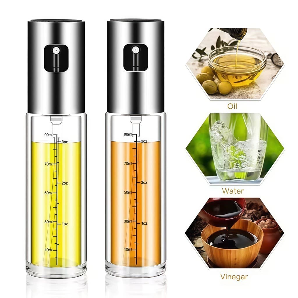 Pulverizador Porta Azeite Vinagre Dispenser 100ml Vidro e Aço Inóx DONG