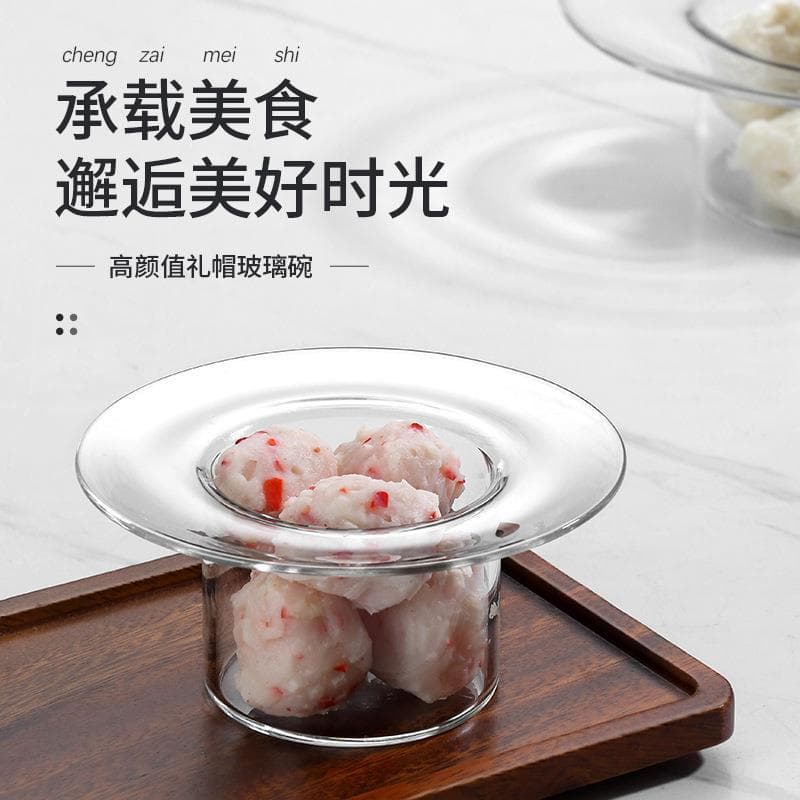 Nordic simples vidro transparente sobremesa salada tigela ins estilo bonito transparente cozimento frutas palha chapéu t