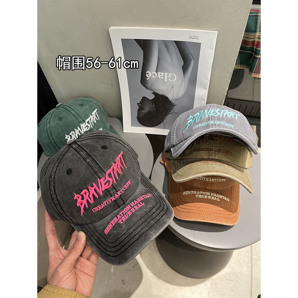 Lavado americano Retro boné de pico feminino Casual All-Match casal pára-sol grande circunferência da cabeça chapéu de b