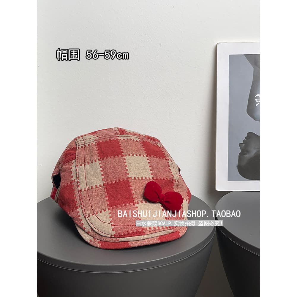Japonês bonito arco Duckbill frente chapéu feminino primavera outono doce Retro Casual rosto pequena boina literária cha