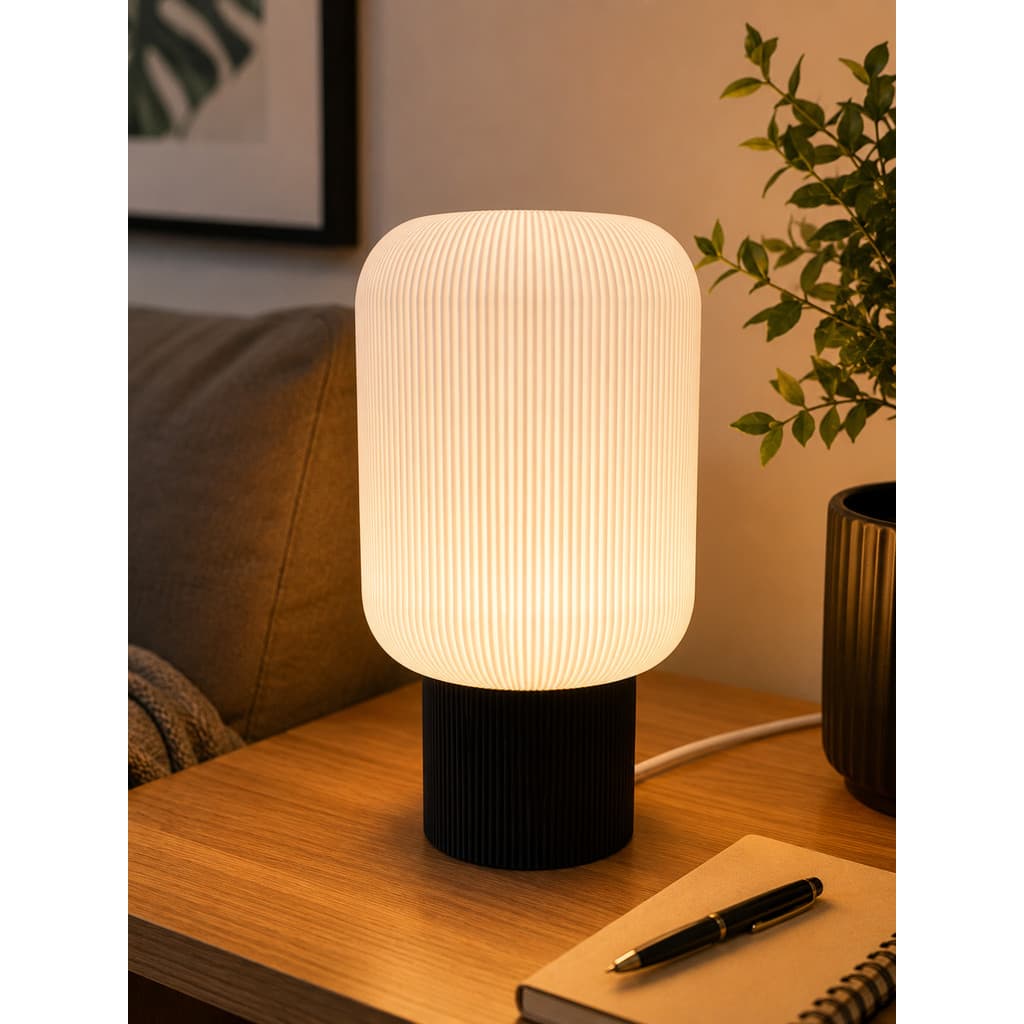 Luminária De Mesa Abajur Branco Com Lâmpada Led Bivolt Decoração Home Office Leitura 110/220v