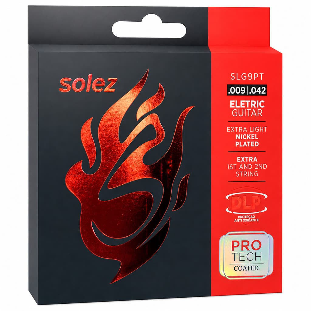 Encordoamento Guitarra Solez SLG9PT  Pro Tech  Proteção Anti Oxidante