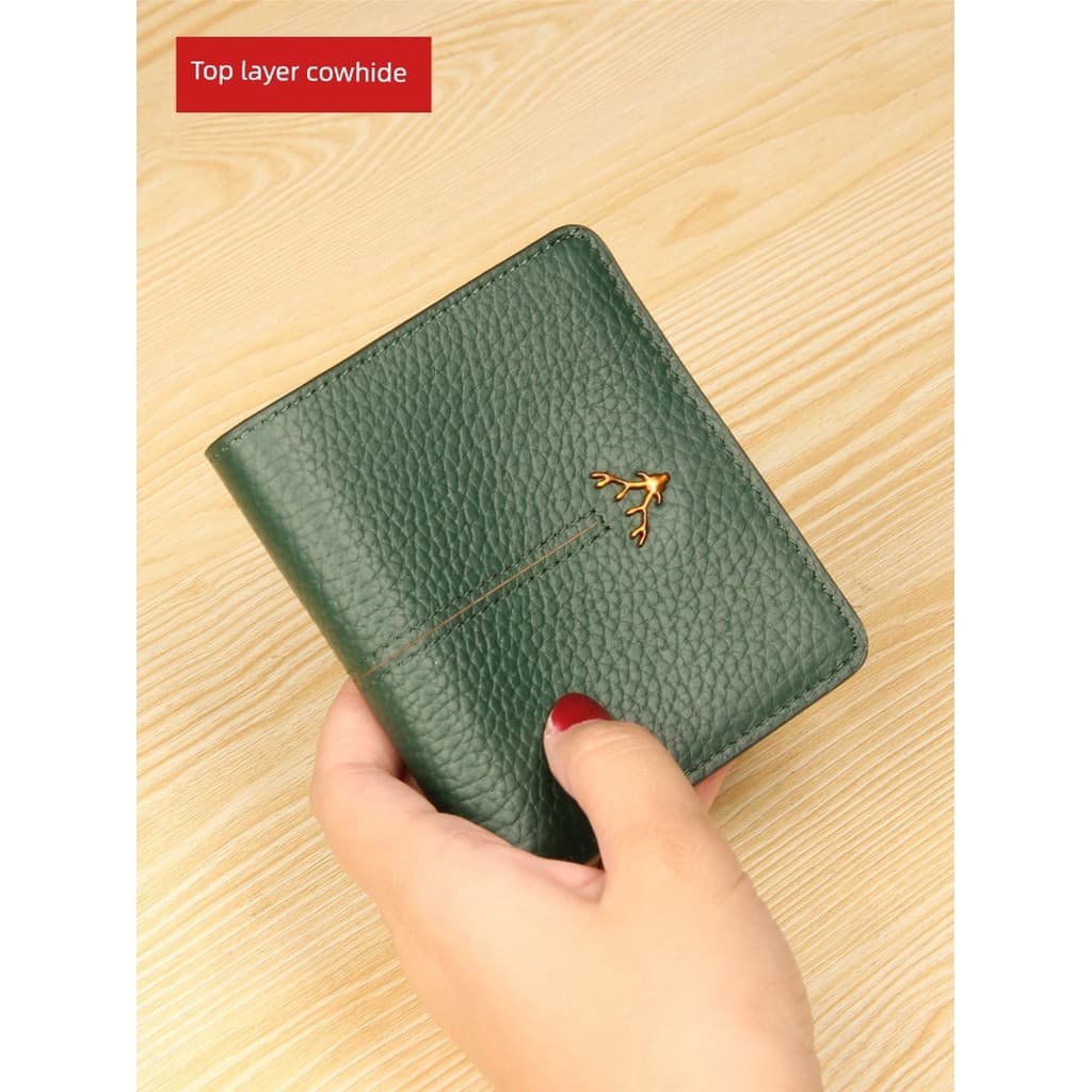 carteira feminina carteira feminina pequena Mini carteira pequena ultrafina feminina de couro genuíno com Slot para vári
