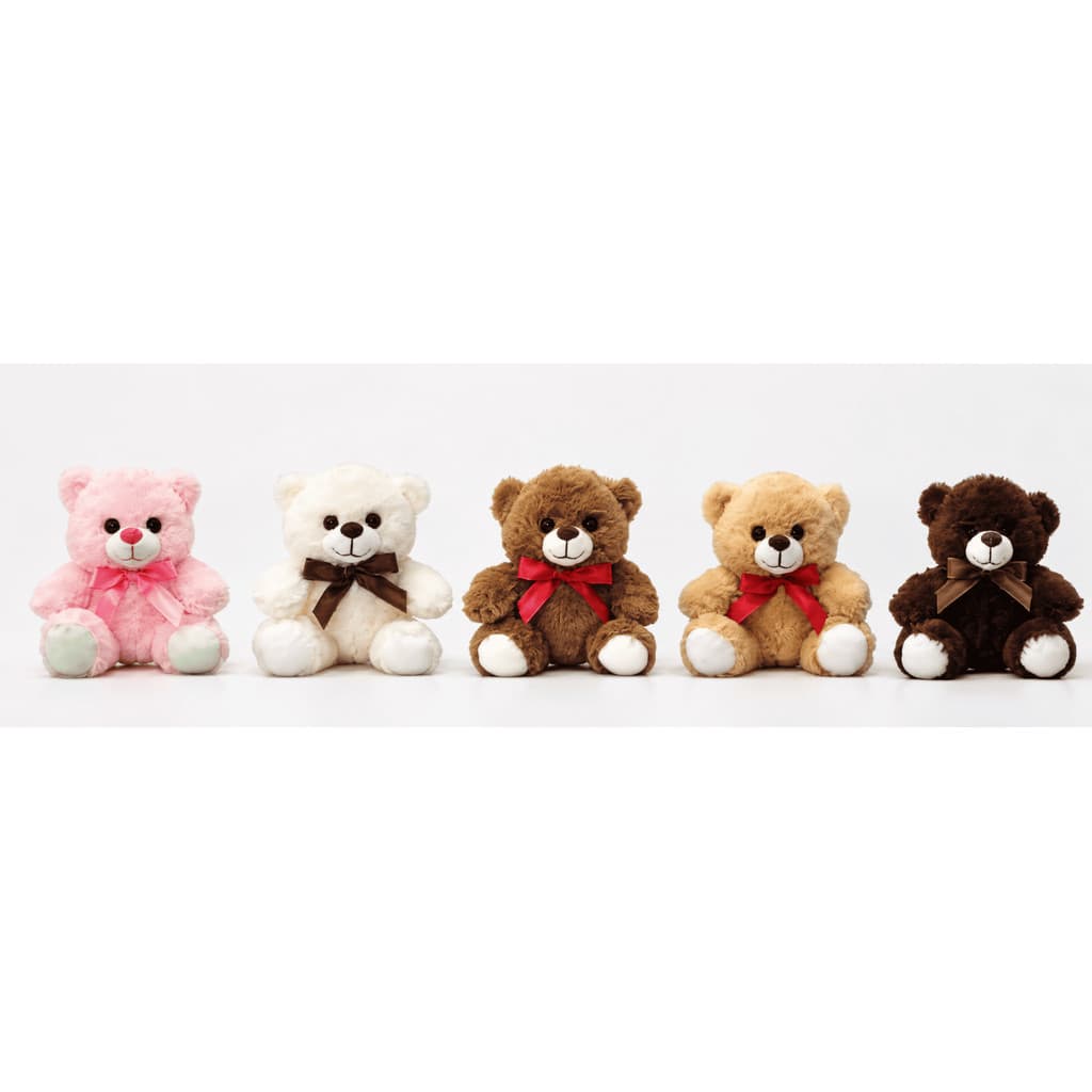 Urso de Pelúcia Fizzy 18cm Macio com Laço Ursinho Fofo Presente Romântico Infantil Decoração