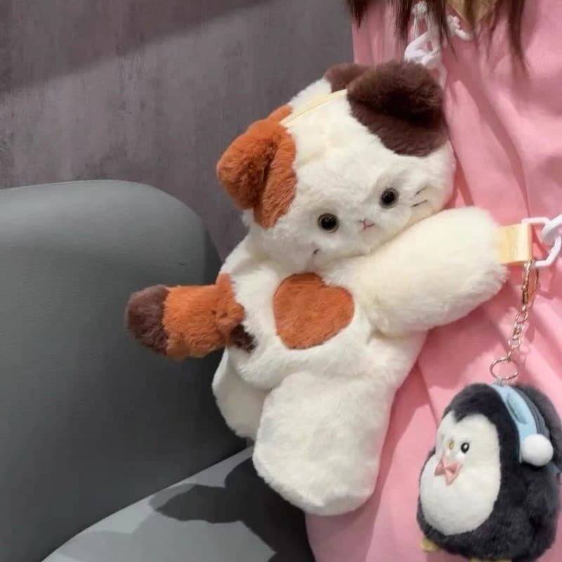 Bonito Gato De Pelúcia Crossbody Saco Macio Cão Bolsa De Ombro Animal Para Mulheres Meninas Presente