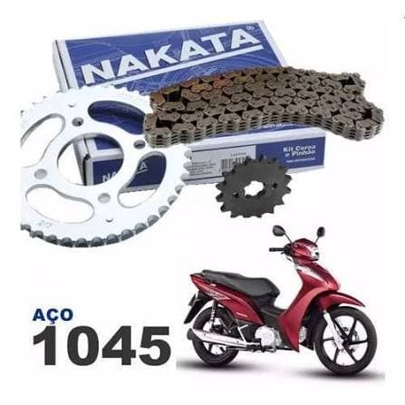 Kit Transmissão Relação Coroa Corrente Pinhão Honda Biz 125 2005 até 2024 Original Nakata