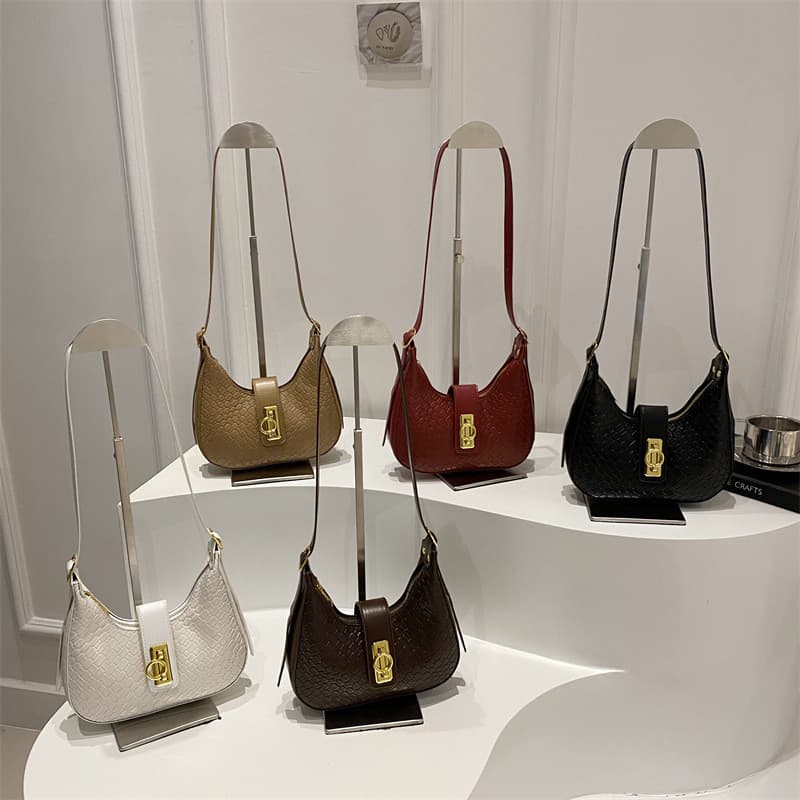 Nova Primavera Verão Feminino Crescente Axilas Saco Cor Sólida Palha Tecido Textura Grande Capacidade Moda Elegante Ombr