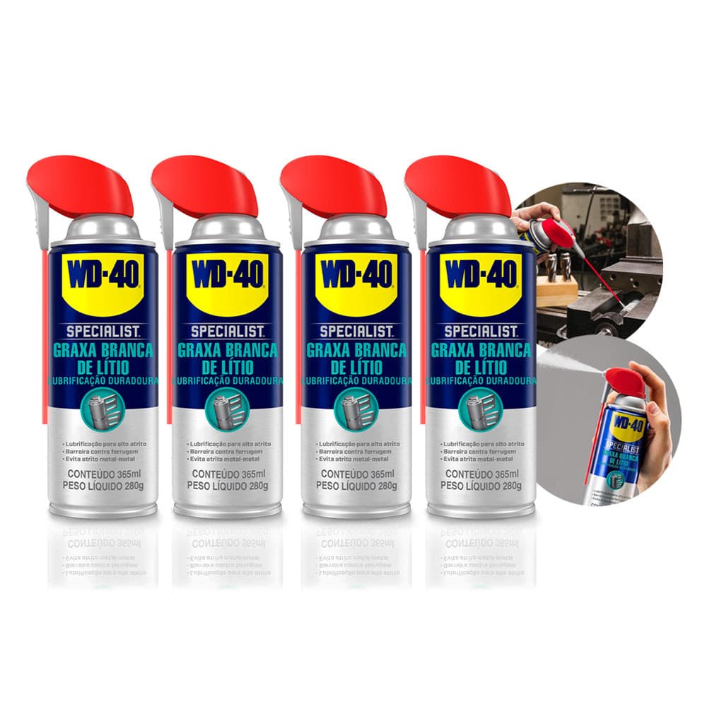 4 Wd-40 Specialist Graxa Branca De Lítio Lubrificante Spray 365ml