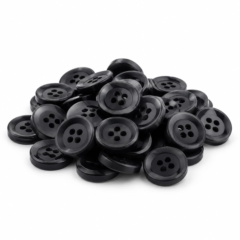 30 Botões Redondo Preto Tradicional 4 Furos 1,4cm x 2mm