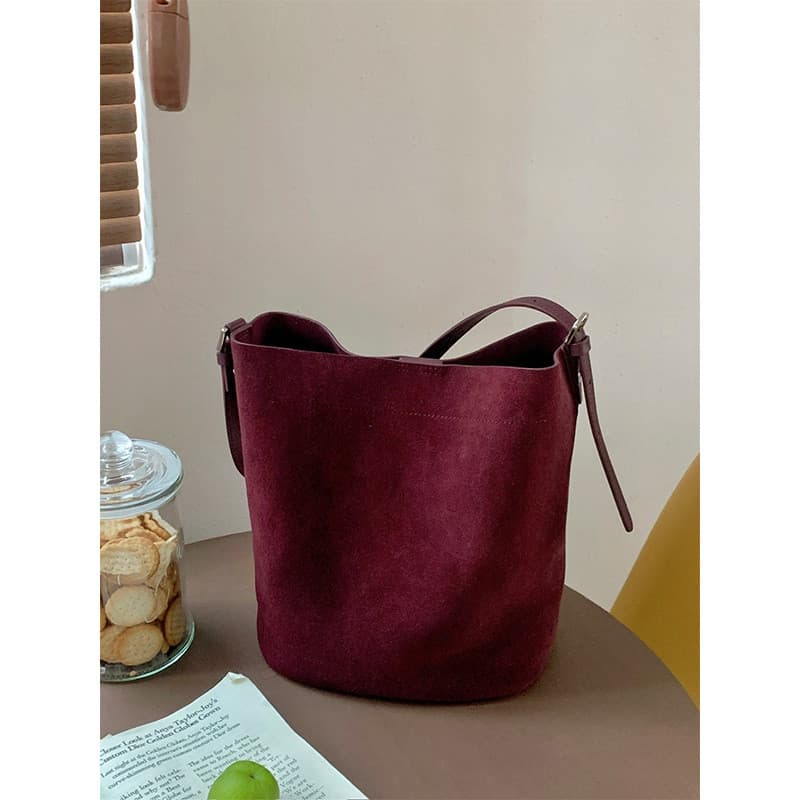Bolsa Feminina De Couro De Camurça Estilo Retrô , Nova Balde Fosco , Mensageiro De Ombro De Alta Qualidade