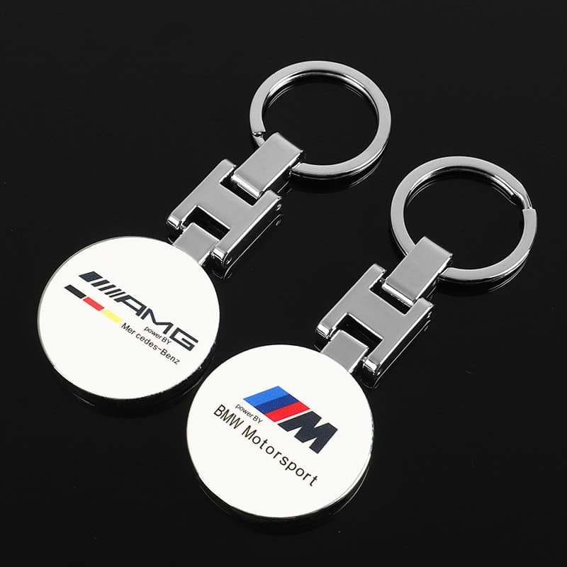 Novo estilo H fivela dupla face M logotipo de três cores Benz AMG logotipo do carro logotipo do carro Metal chaveiro pub