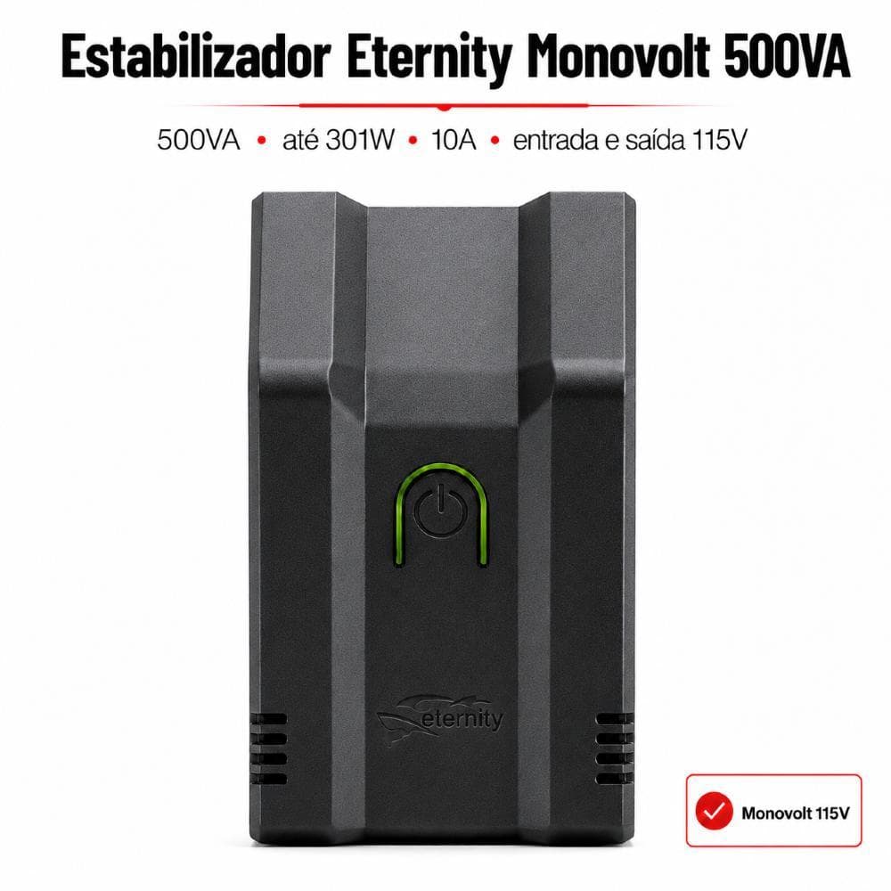Estabilizador de Energia Eletrodoméstico 500VA 110v Eternity para Computador Notebook Geladeira Televisão Force Line