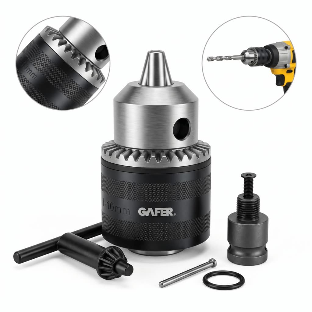 Kit Mandril 13mm 1/2 Polegada Com Chave Adaptador Soquete 5 Pecas Para Furadeira Alta Resistencia