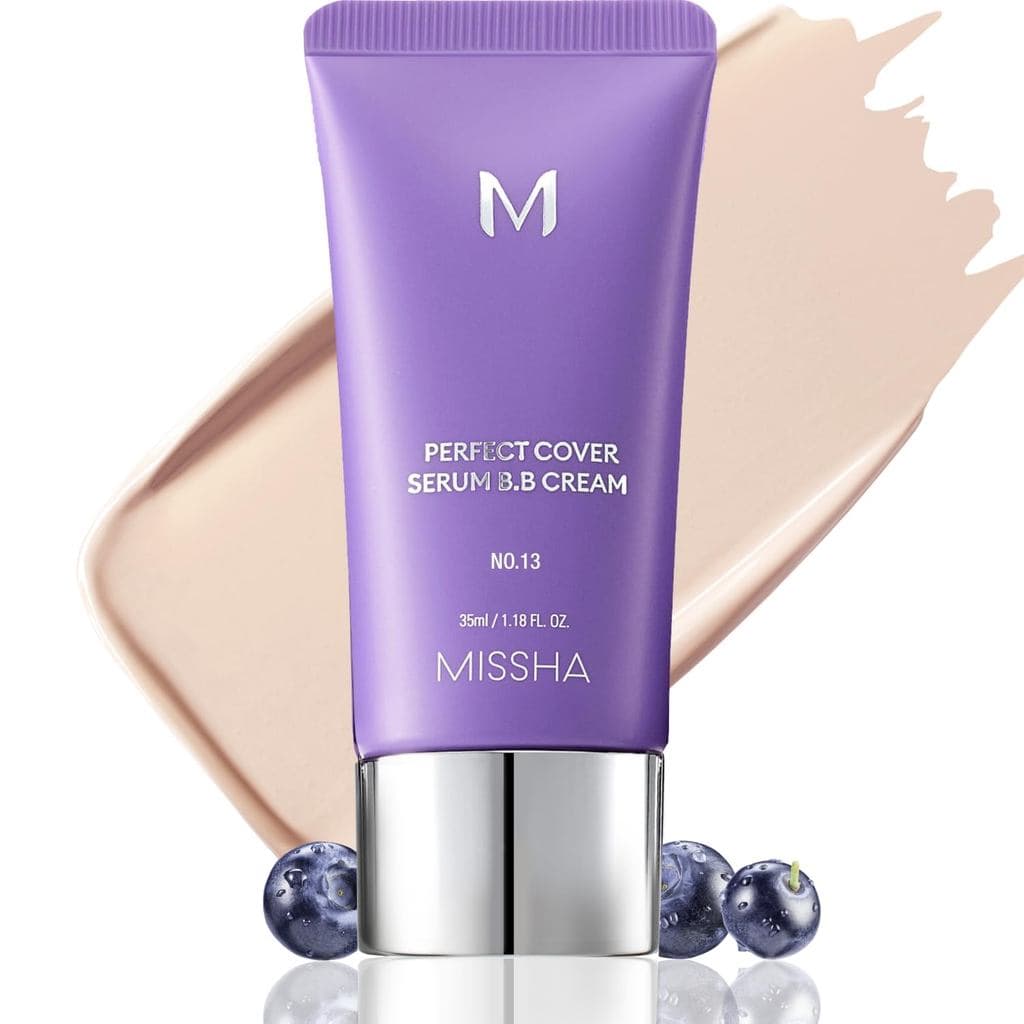 MISSHA M Perfect Cover Serum BB Cream No.13 Light Fair - Base de tom frio, cor de pele, hidratante com cor, base para cu