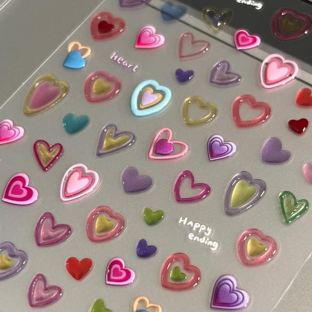 Dopamina geléia amor coração Manicure adesivo verão geléia geléia feijão engraçado adesivo transparente pintado à mão bo