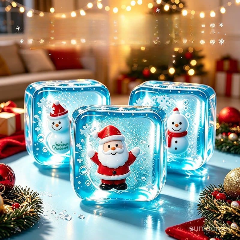 Slime de Natal Brinquedo Sensorial, Formato Quadrado 4.5cm, Opções Variadas para Diversão Infantil