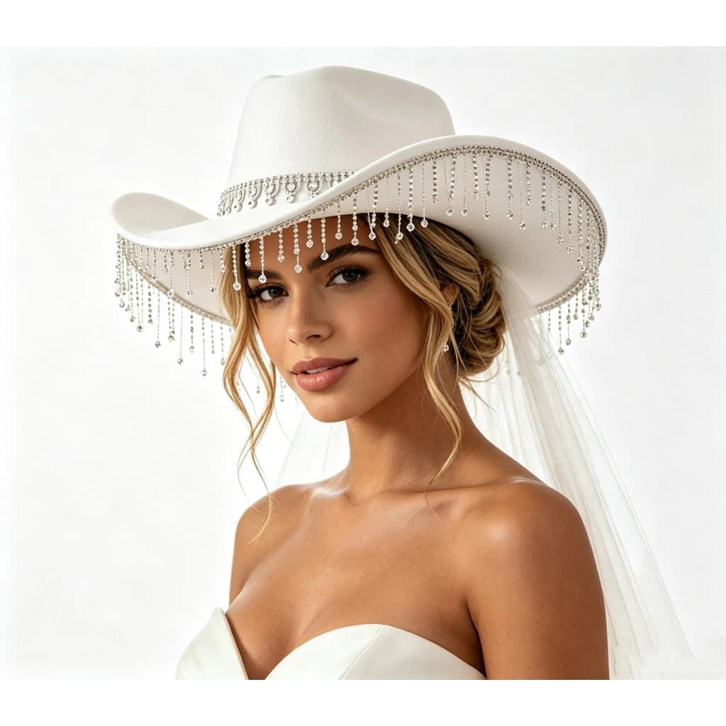 Chapéu de Cowboy ocidental de alta qualidade Chapéu de festa de noiva Chapéu de cavaleiro Chapéu de noiva Retro Gota de