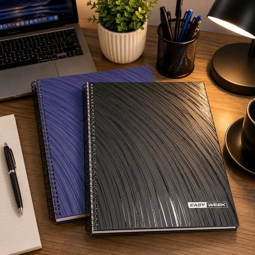 Caderno Agenda 2027 Easy Week Sortida ANIMATIVA 64 folhas espiral formato amplo