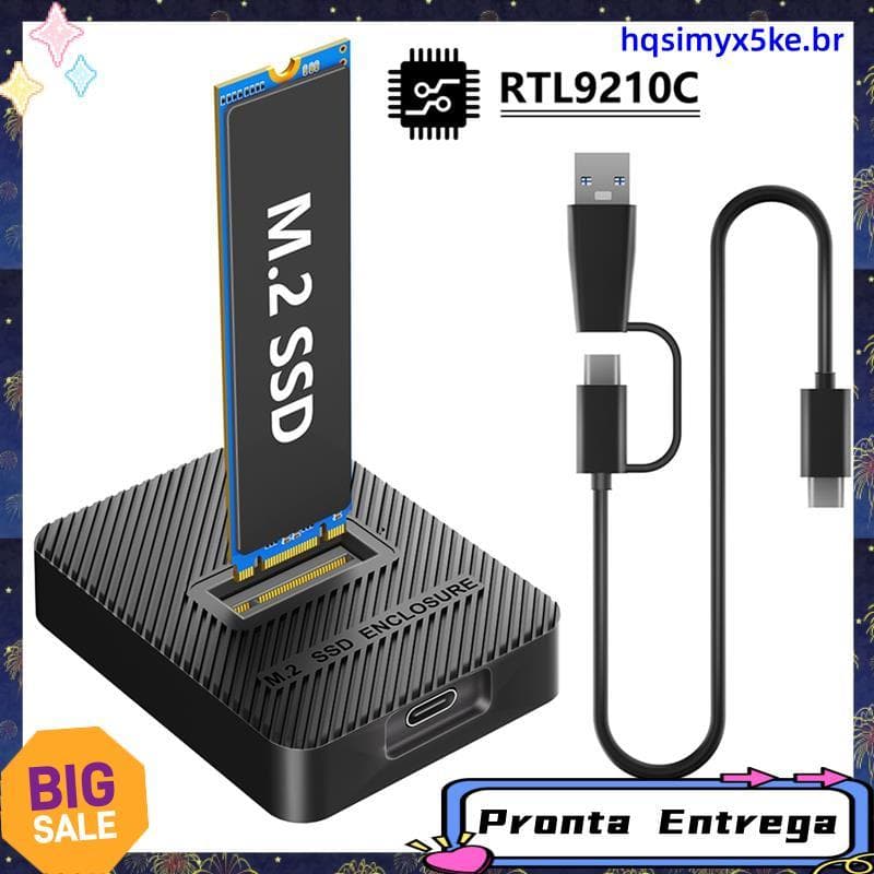 Gabinete SSD M . 2 De 10 Gbps , Leitor M2 Externo NVMe De Protocolo Duplo RTL9210C E SATA , Caixa Externa USB 3.2 Gen2 T