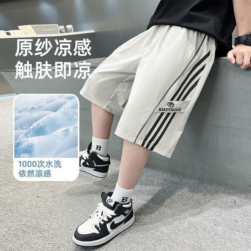 Meninos Shorts estilo fino calças médias crianças calças esportivas meninos calças de cinco pontos médio grande crianças