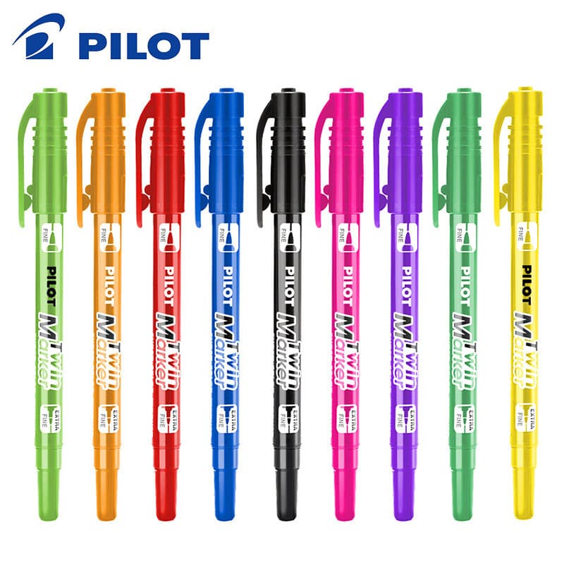 PILOT Japan PILOT Marker SCA-TM Pequena caneta oleosa de duas cabeças de cabeça fina pintura marcador de cor preta