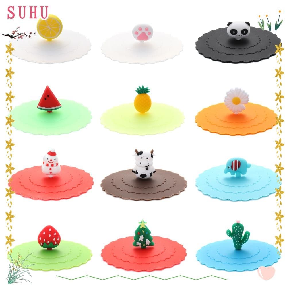 SUHU Silicone Cup Cover Chá Café Tampas Reutilizáveis À Prova De Poeira