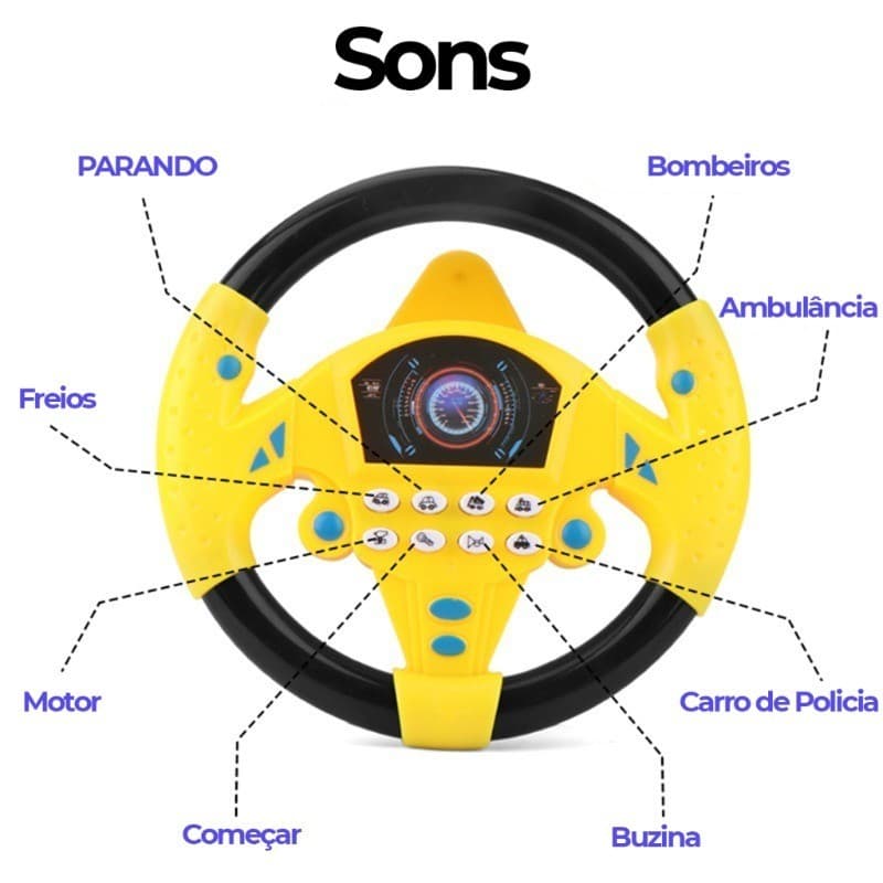 Volante Educativo Interativo Infantil Com Som Realista Brinquedo De Criança Sonoro Musical Bebê