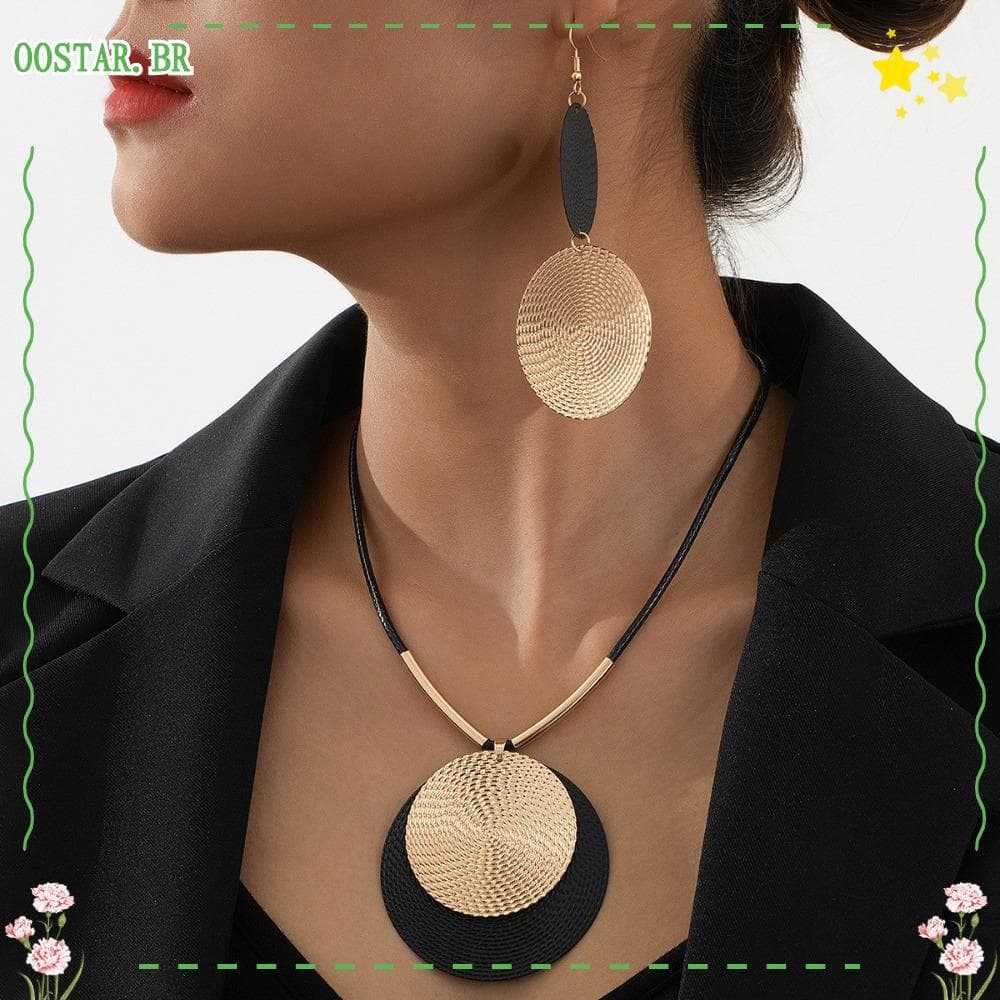 Colar Circular OOSTAR , Pingente De Grande Estilo Punk , Conjunto De Brincos E De Brinco Exclusivo Elegante