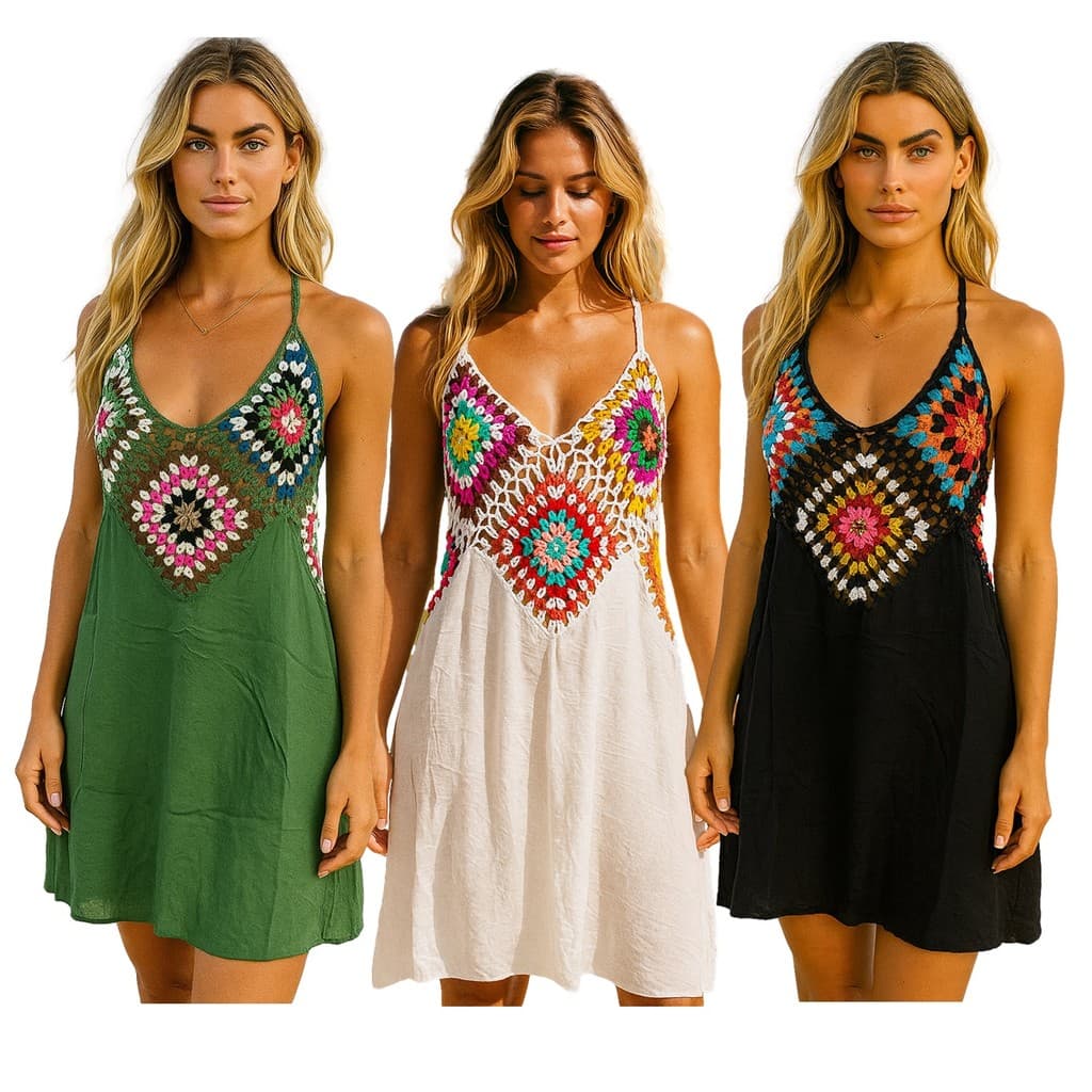 Saída De Praia Bata Indiana Feminina Primavera Verão Boho Croche 2865