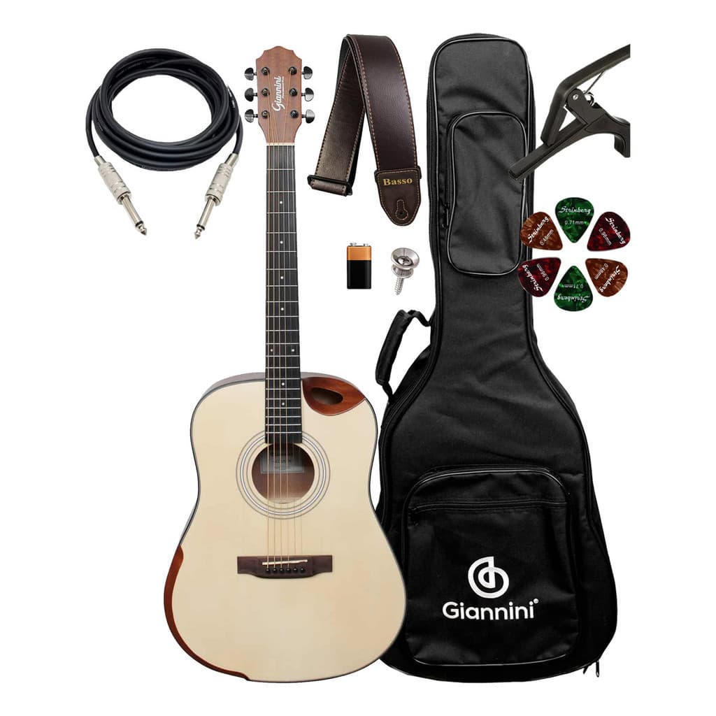 Violão Aço Eletroacústico Giannini Gdh + Kit Com Capa Natura