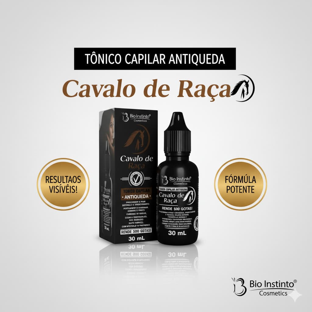 Tônico Capilar Antiqueda Cavalo de Raça 30ml Fortalece e Estimula Crescimento dos fios
