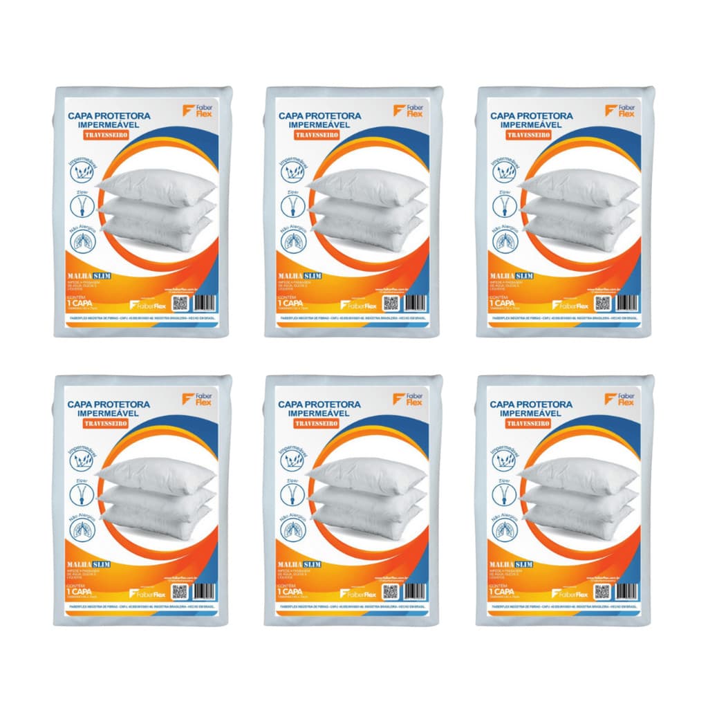 Kit 6 Capas Travesseiro Impermeável Hipoalergênico Antiácaro