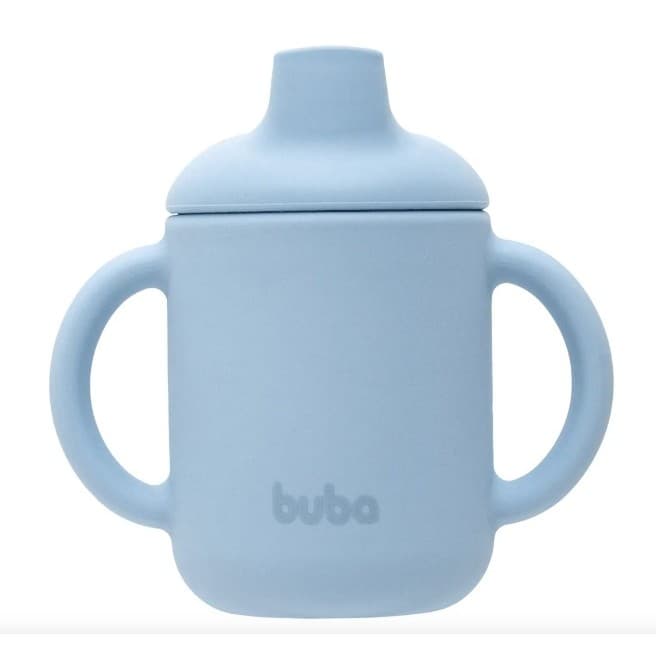 Copo Silicone Treinamento Infantil Com Alça 120ml Buba Azul