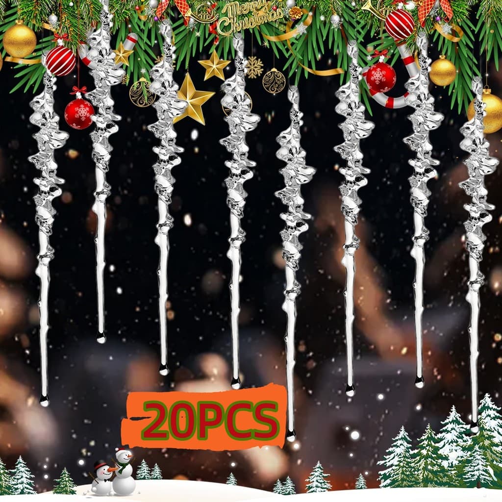 Enfeites De Gelo Acrílico Transparente Para Decorações De Árvores De Natal , Pingentes Pendurados De Cristal , Supriment