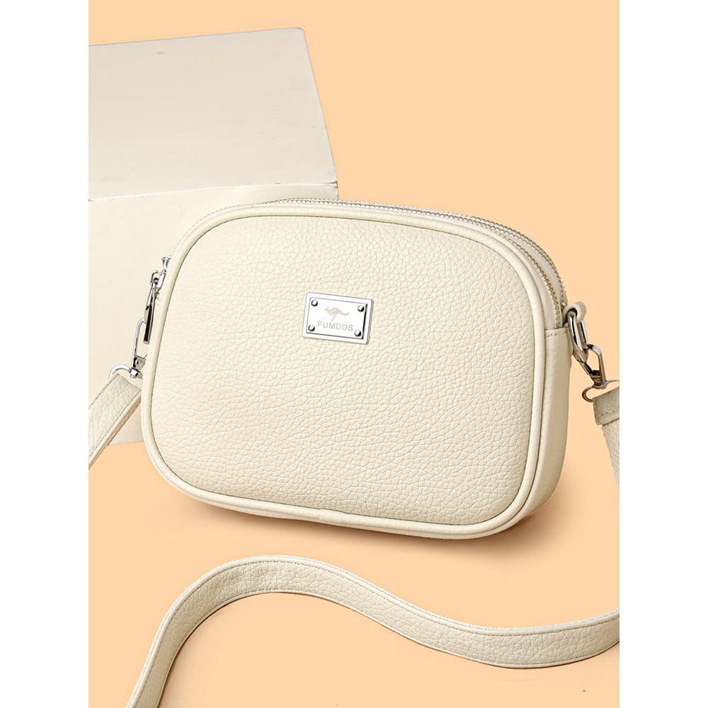 Bolsa mensageiro de três camadas feminina 2025 novo estilo moda simples couro ombro pequena bolsa feminina couro macio D