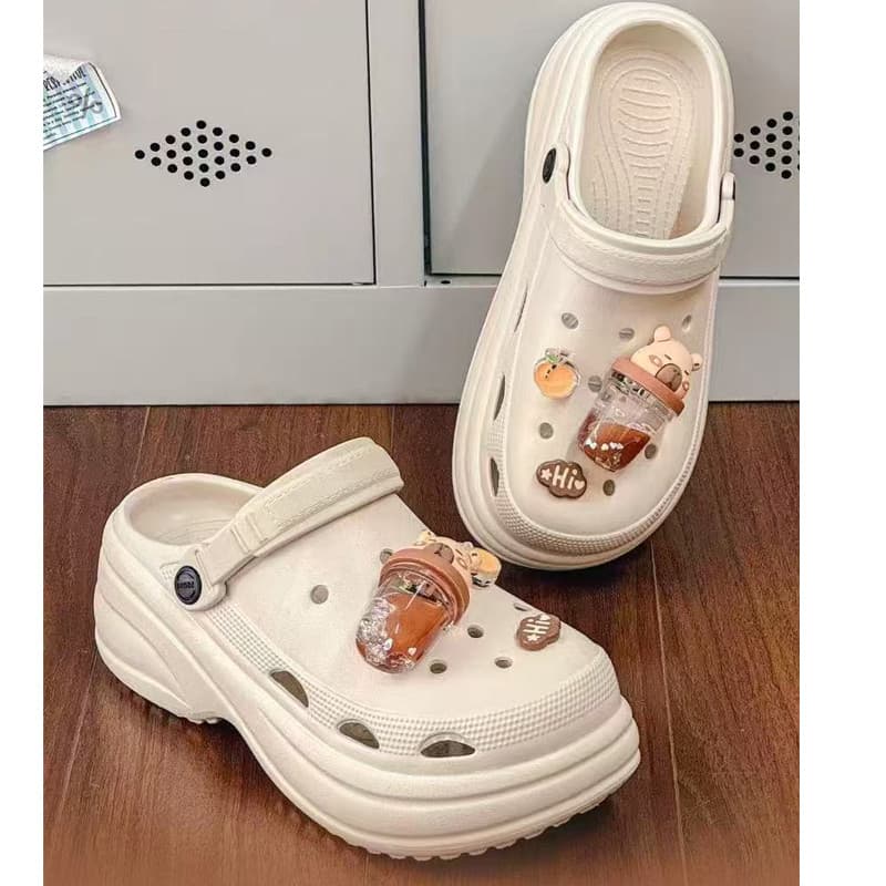 7cm pisando na merda sentir feminino enfermeira sapatos de jardim EVA meninas buraco sapatos leve antiderrapante platafo