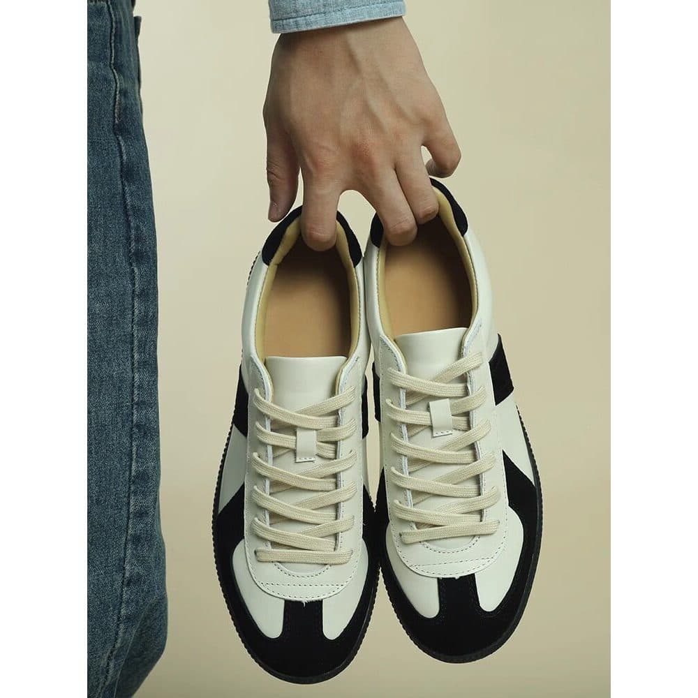 Primavera novo estilo Retro dedo do pé redondo cor combinando rendas sapatos de treinamento alemão masculino All-Match c