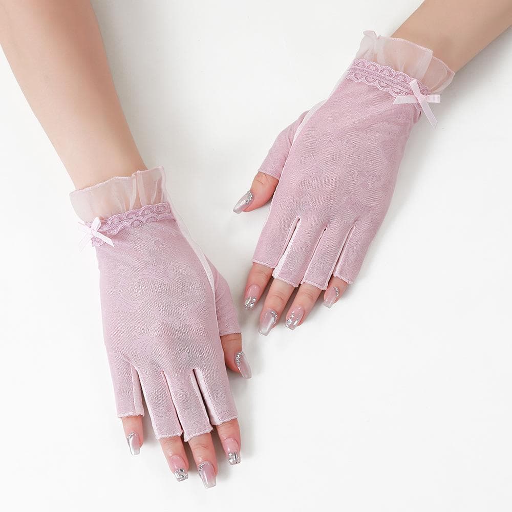 Curto curto com vazamento dedo verão protetor solar luvas senhoras ciclismo ao ar livre viagem meio dedo Manicure Anti-u