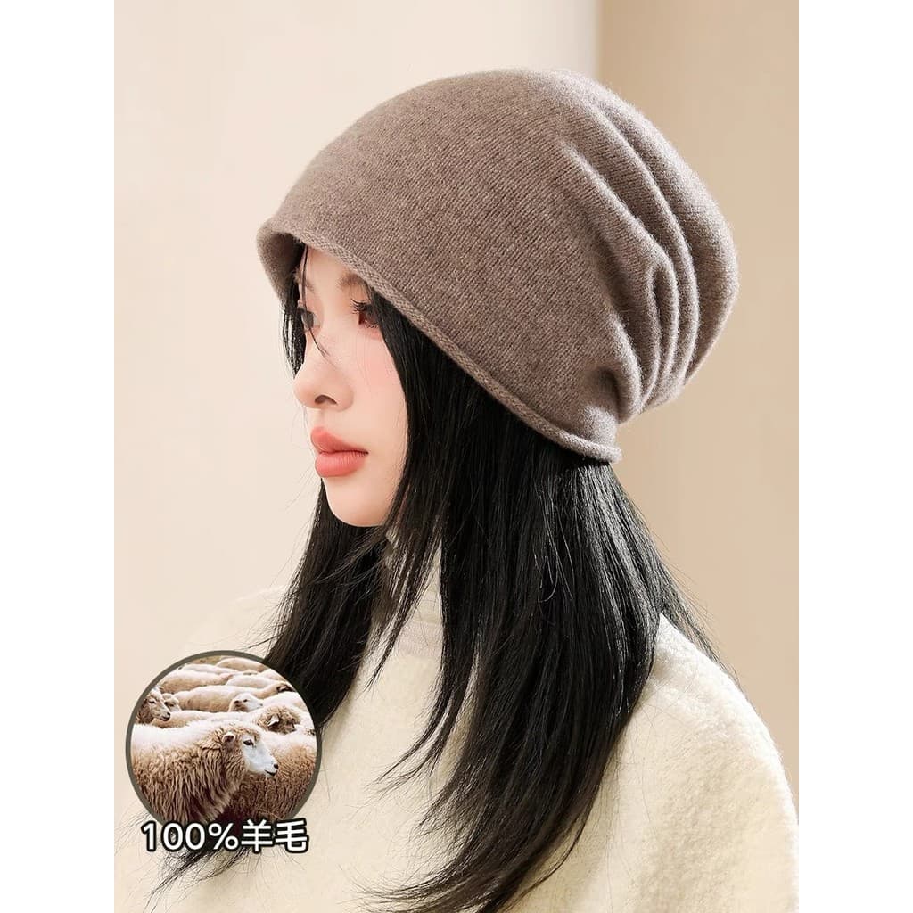 Em destaque Chapéu de lã pura feminino circunferência da cabeça grande Curling pilha chapéu High-End sentimento outono i