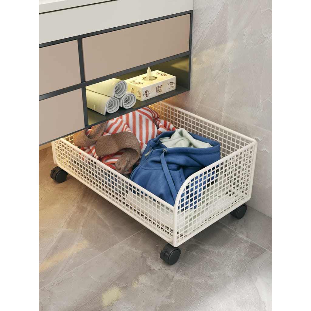 Com rodas removível cesta de roupas sujas lavatório meias cesta de armazenamento sob rodas armário do banheiro prateleir
