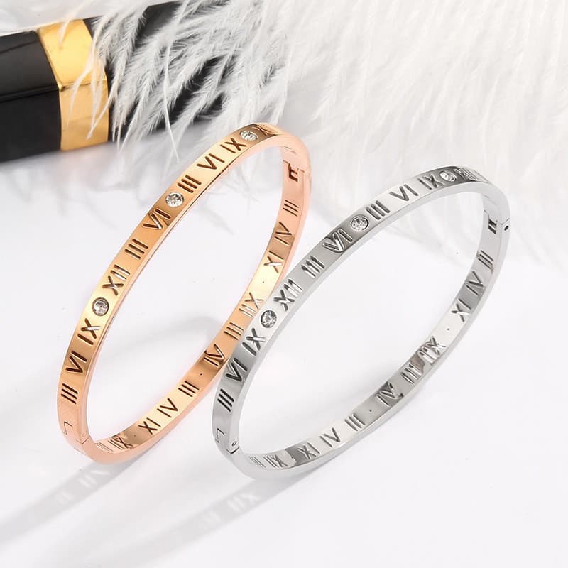 Pulseira de aço titânio Ht, com mensagem inspiradora, elegante e única, com numerais romanos, pulseira coreana K3HL.